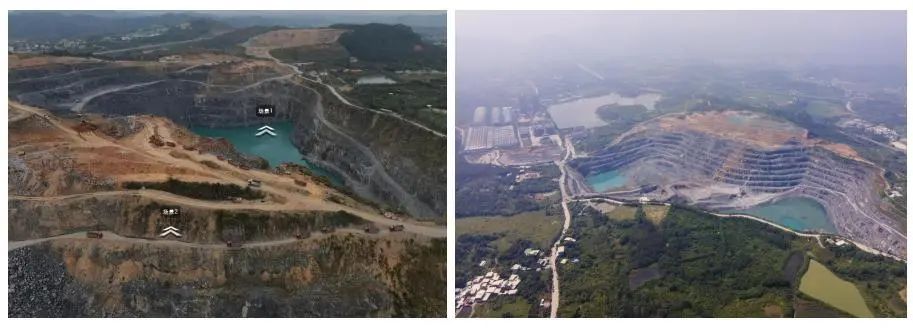 上窝石场绿色矿山实施前后对比图 上窝石场绿色矿山实施前后对比图